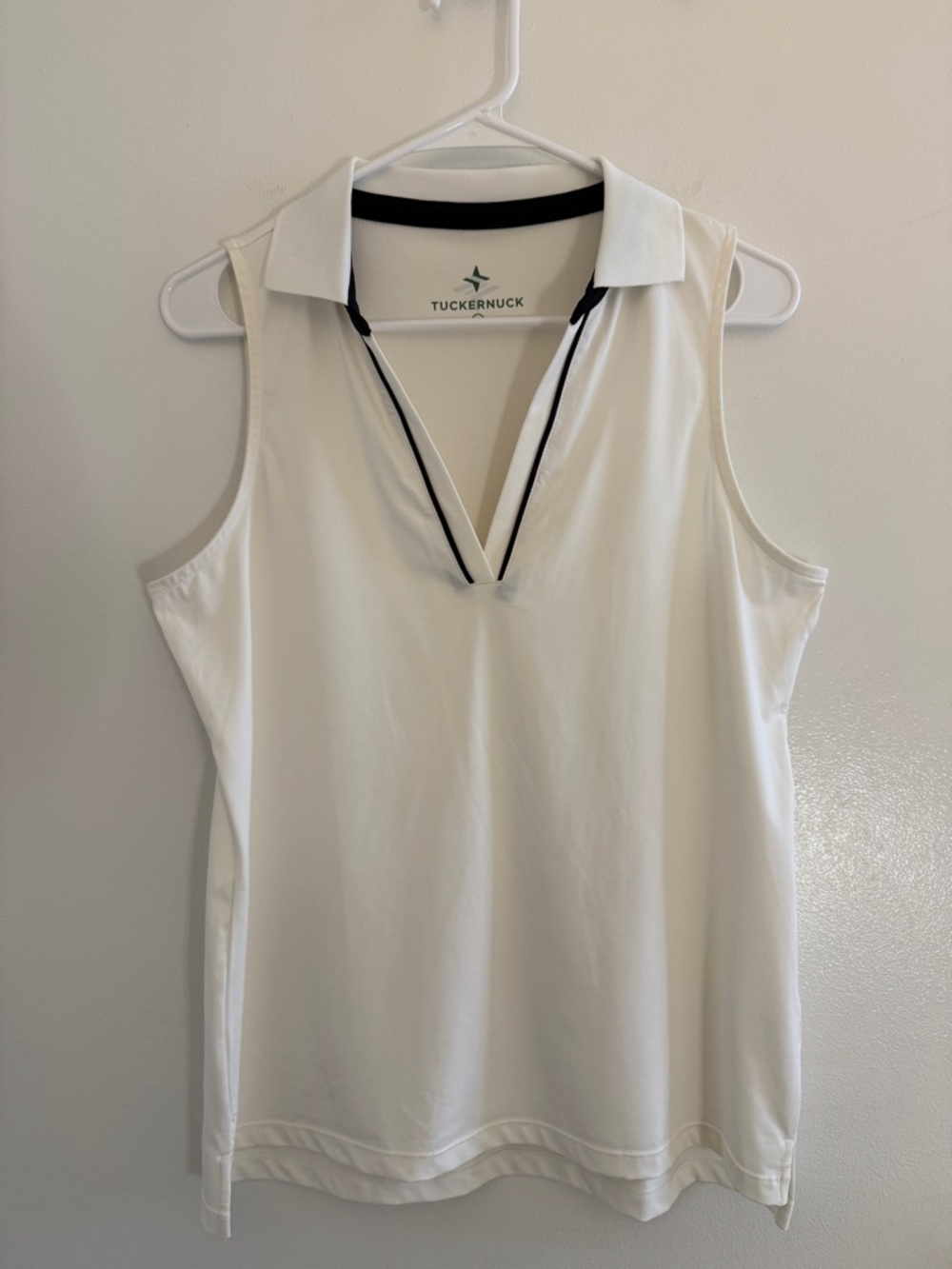 Tuckernuck Tnuck Sport White Sleeveless Polo Golf Shirt Medium